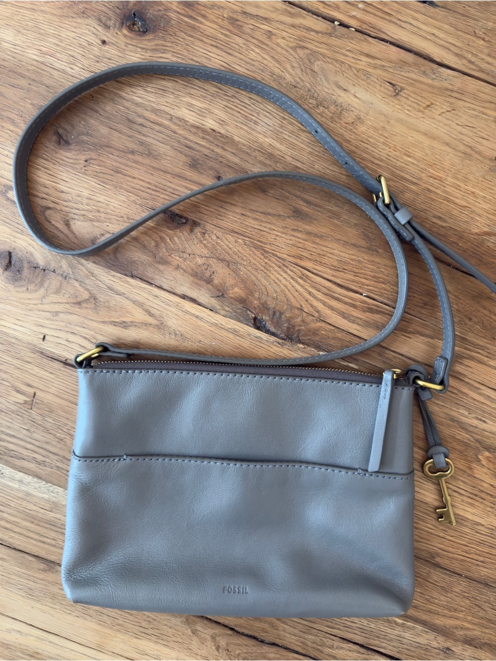 NWOT Fossil Fiona Gray Leather Small Crossbody Purse